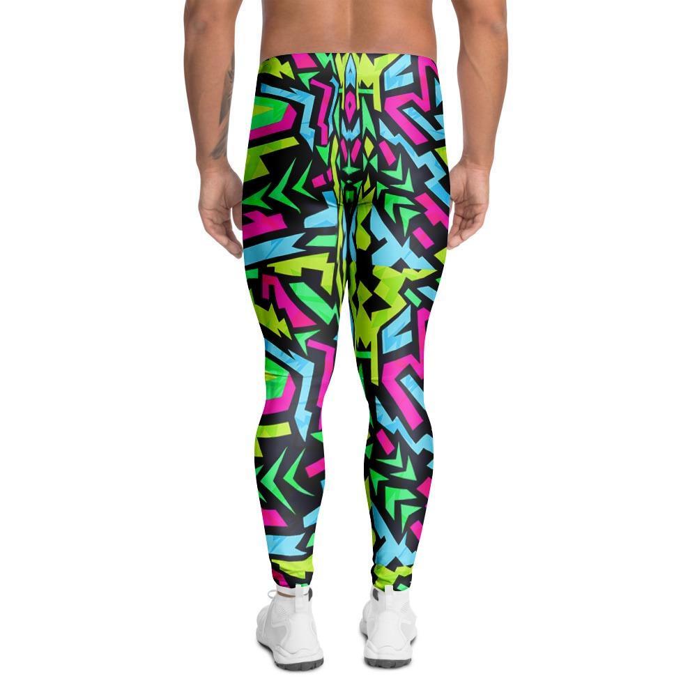Abstract Graffiti Geometric Men's Leggings-grizzshop