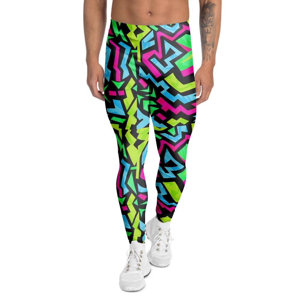 Abstract Graffiti Geometric Men's Leggings-grizzshop