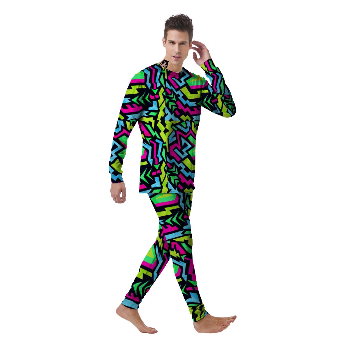 Abstract Graffiti Geometric Men's Pajamas-grizzshop