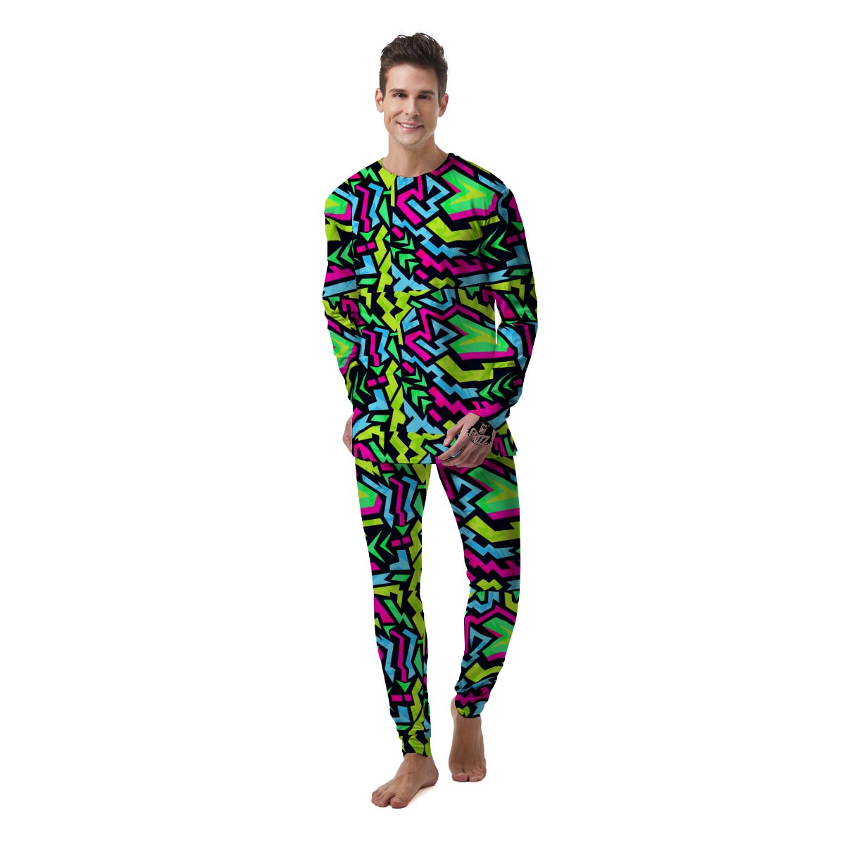 Abstract Graffiti Geometric Men's Pajamas-grizzshop