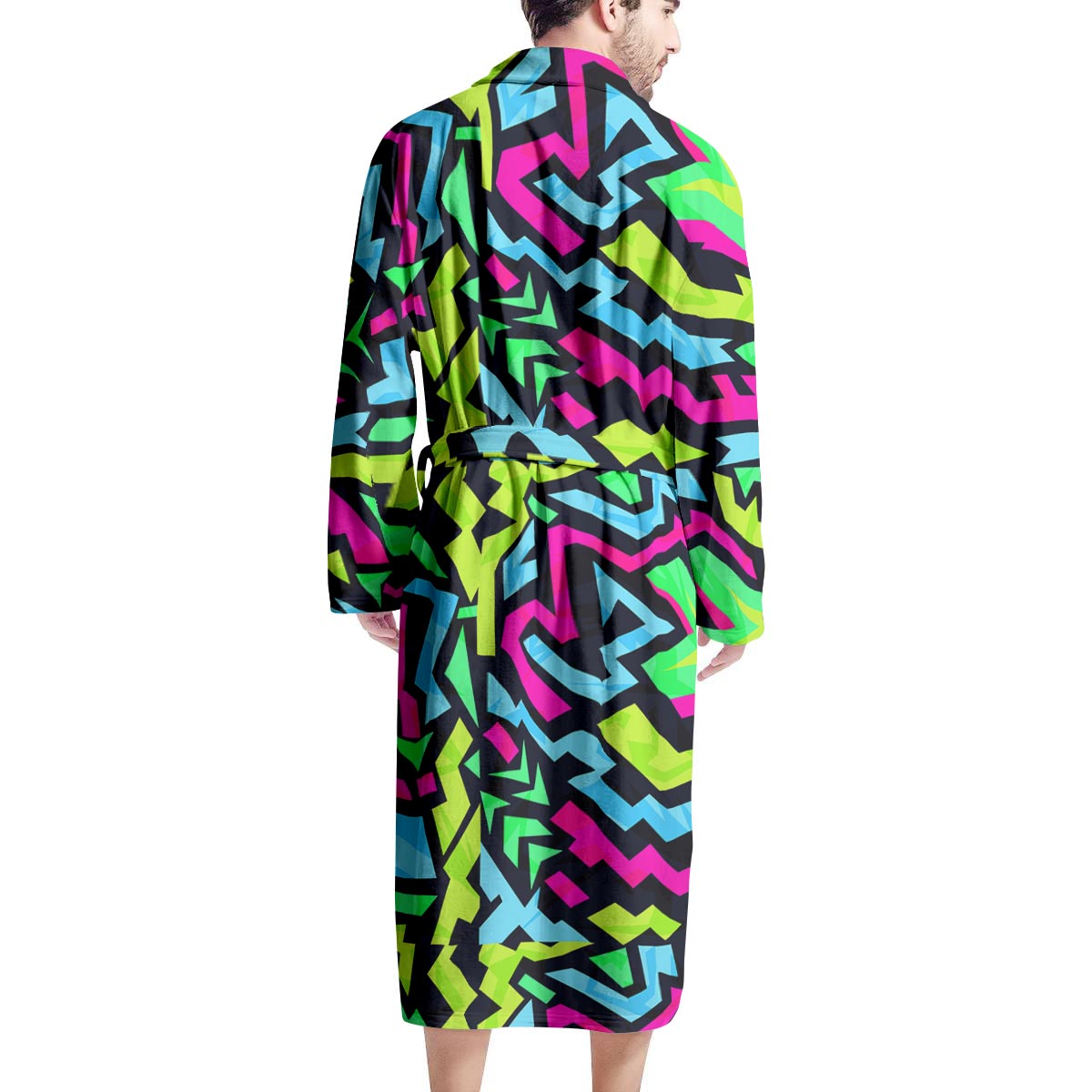 Abstract Graffiti Geometric Men's Robe-grizzshop