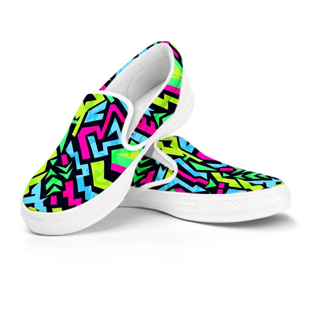 Abstract Graffiti Geometric Men's Slip On Sneakers-grizzshop