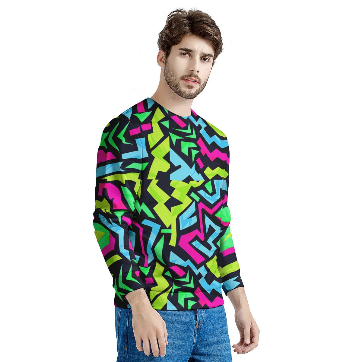 Abstract Graffiti Geometric Men's Sweatshirt-grizzshop