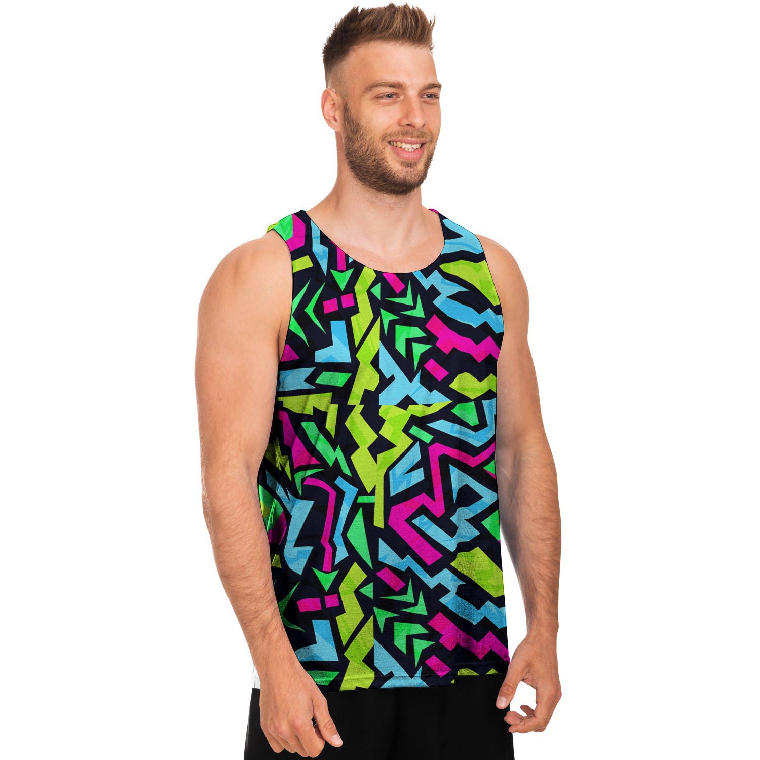 Abstract Graffiti Geometric Men's Tank Tops-grizzshop