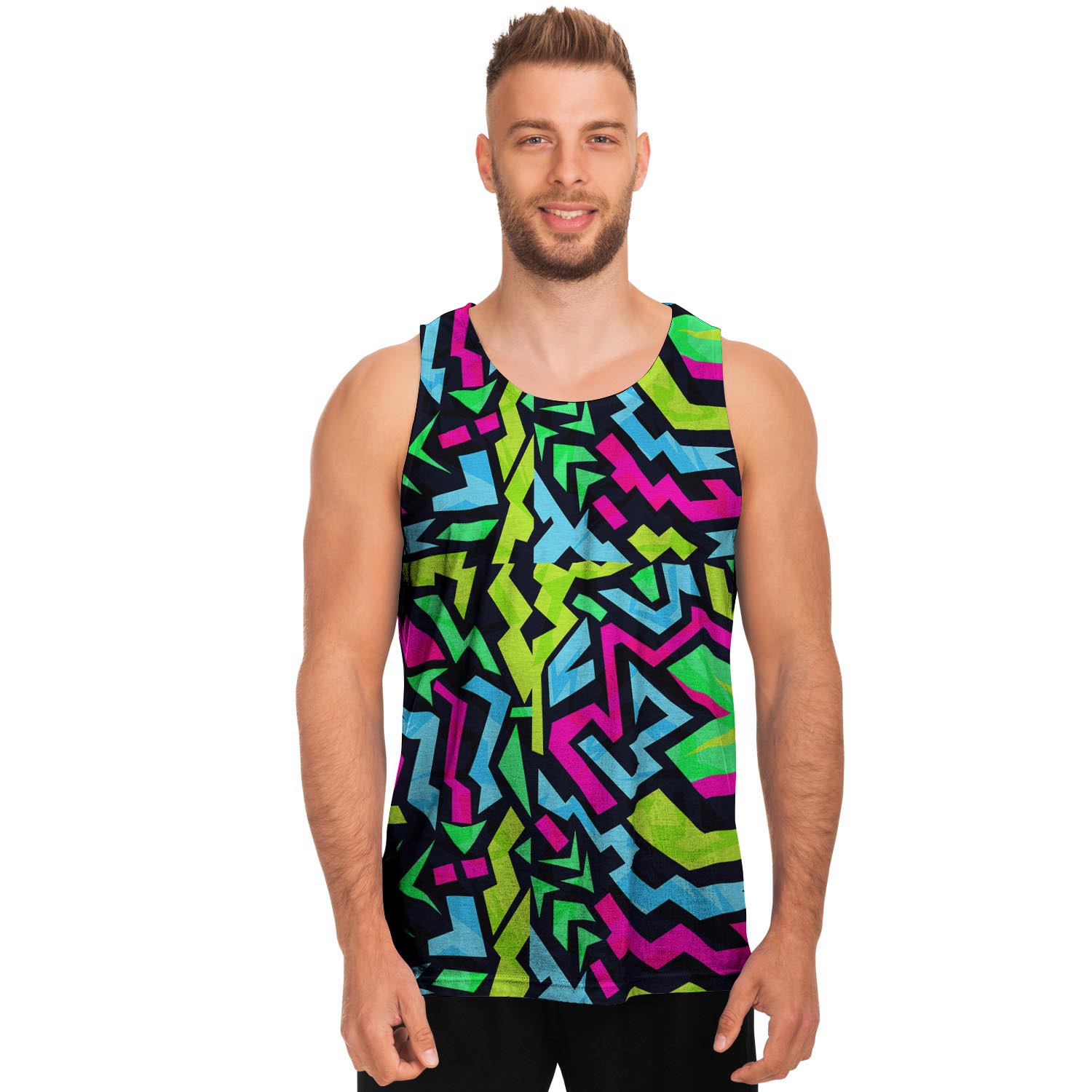 Abstract Graffiti Geometric Men's Tank Tops-grizzshop