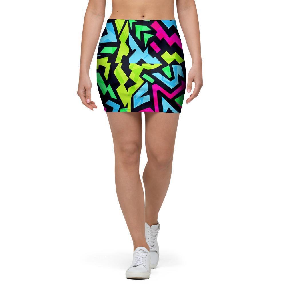 Abstract Graffiti Geometric Mini Skirt-grizzshop