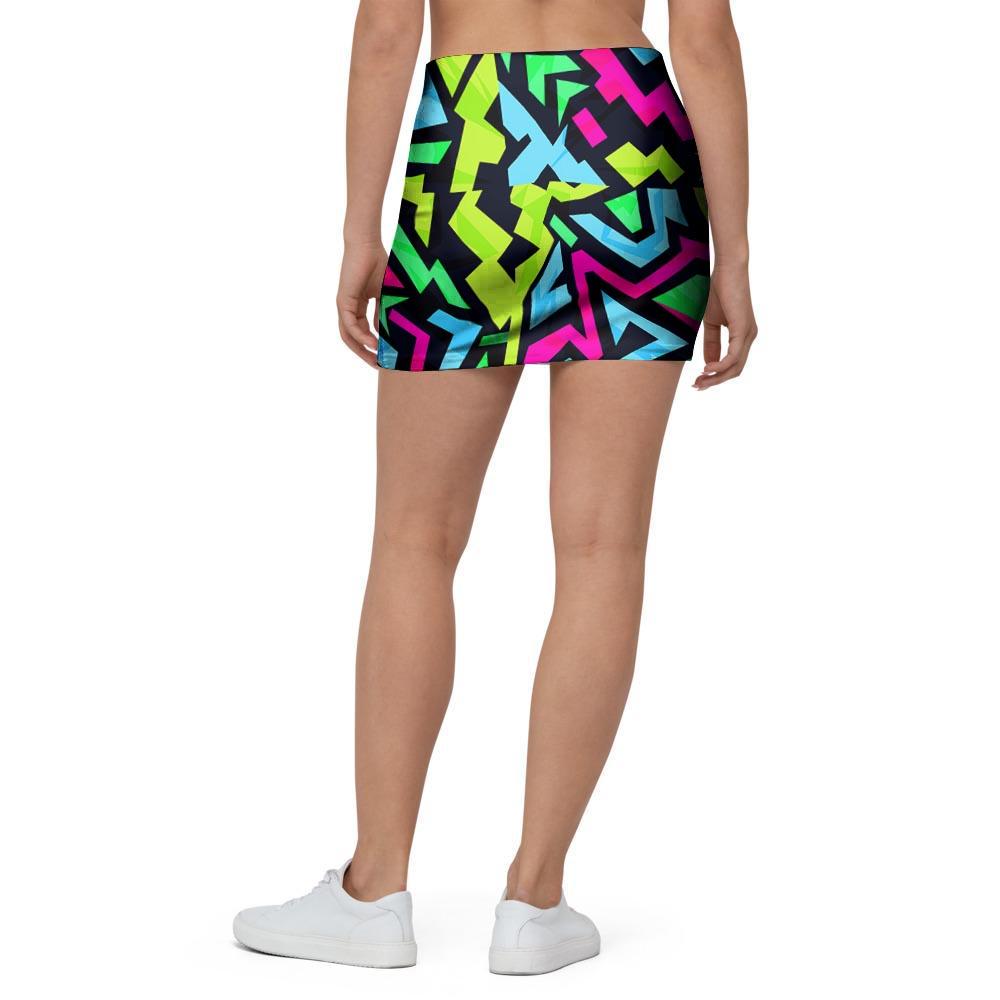 Abstract Graffiti Geometric Mini Skirt-grizzshop