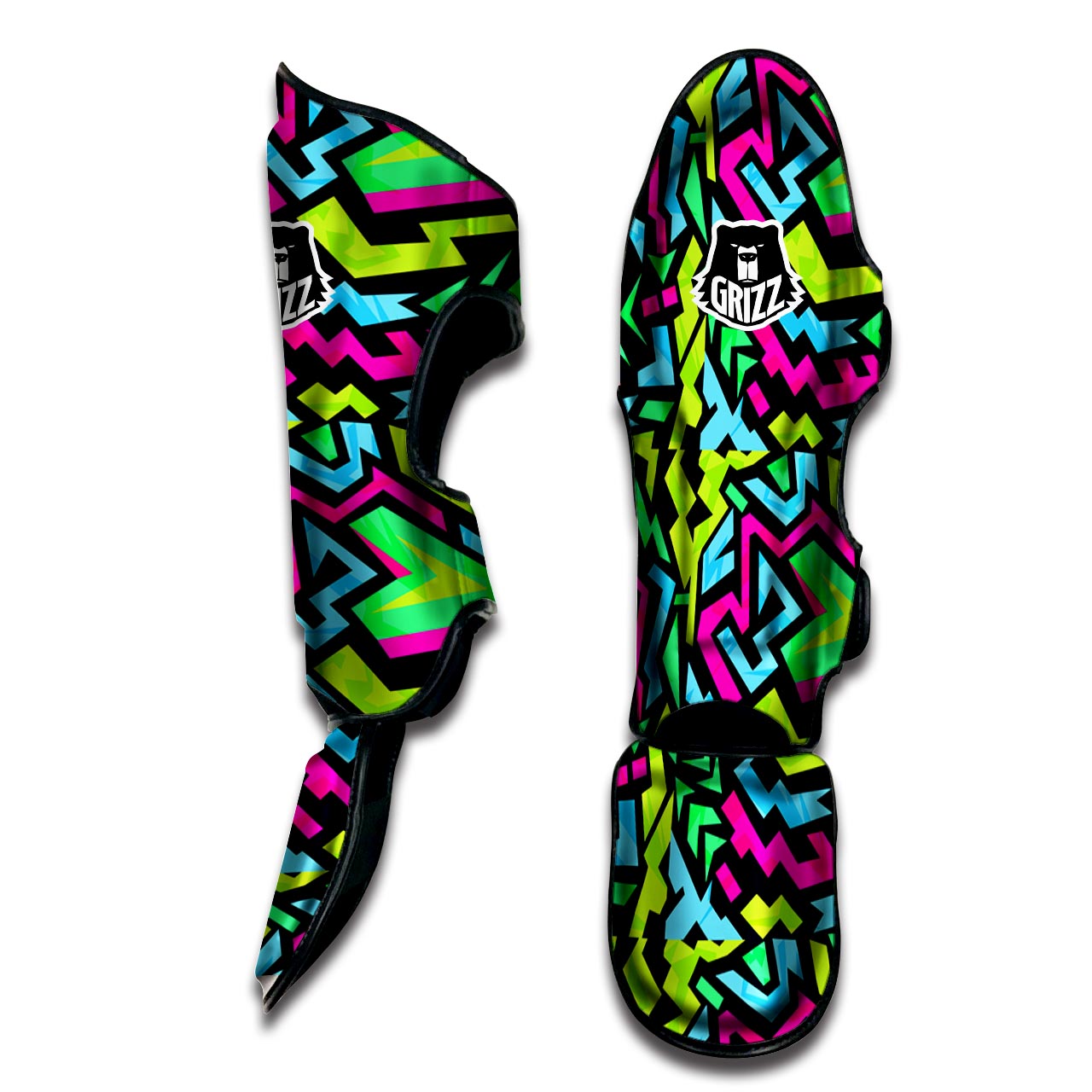 Abstract Graffiti Geometric Muay Thai Shin Guard-grizzshop