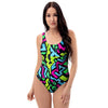 Abstract Graffiti Geometric One Piece Swimsuite-grizzshop