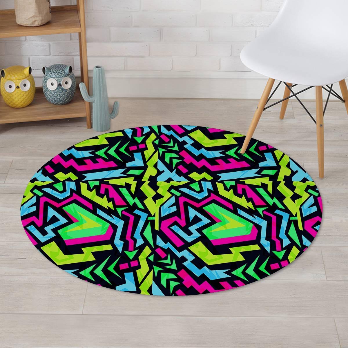 Abstract Graffiti Geometric Round Rug-grizzshop