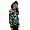 Load image into Gallery viewer, Abstract Graffiti Geometric Women&#39;s Bomber Jacket-grizzshop
