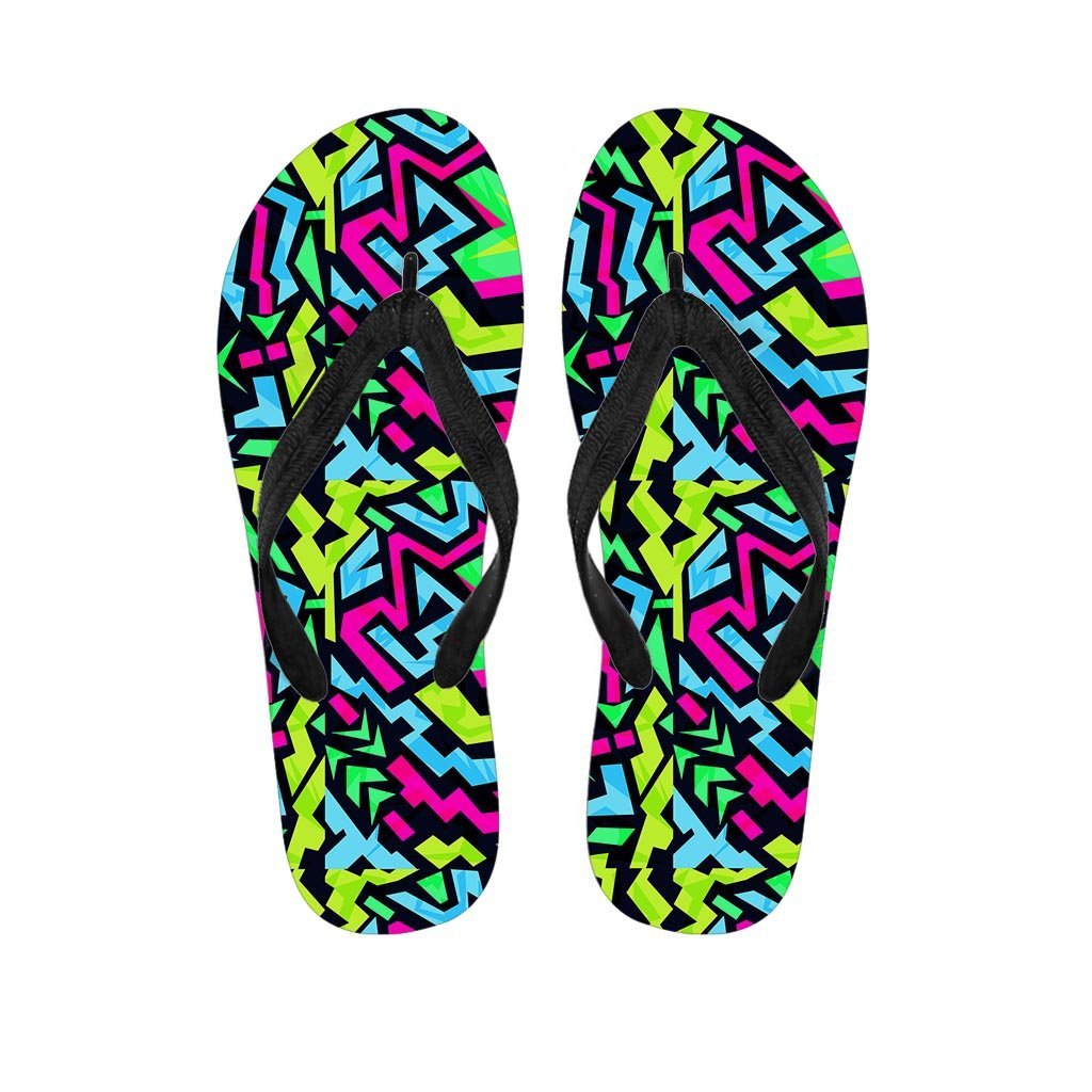 Abstract Graffiti Geometric Women's Flip Flops-grizzshop