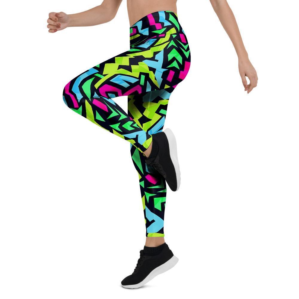 Abstract Graffiti Geometric Women's Leggings-grizzshop