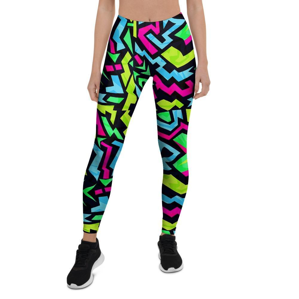 Abstract Graffiti Geometric Women's Leggings-grizzshop