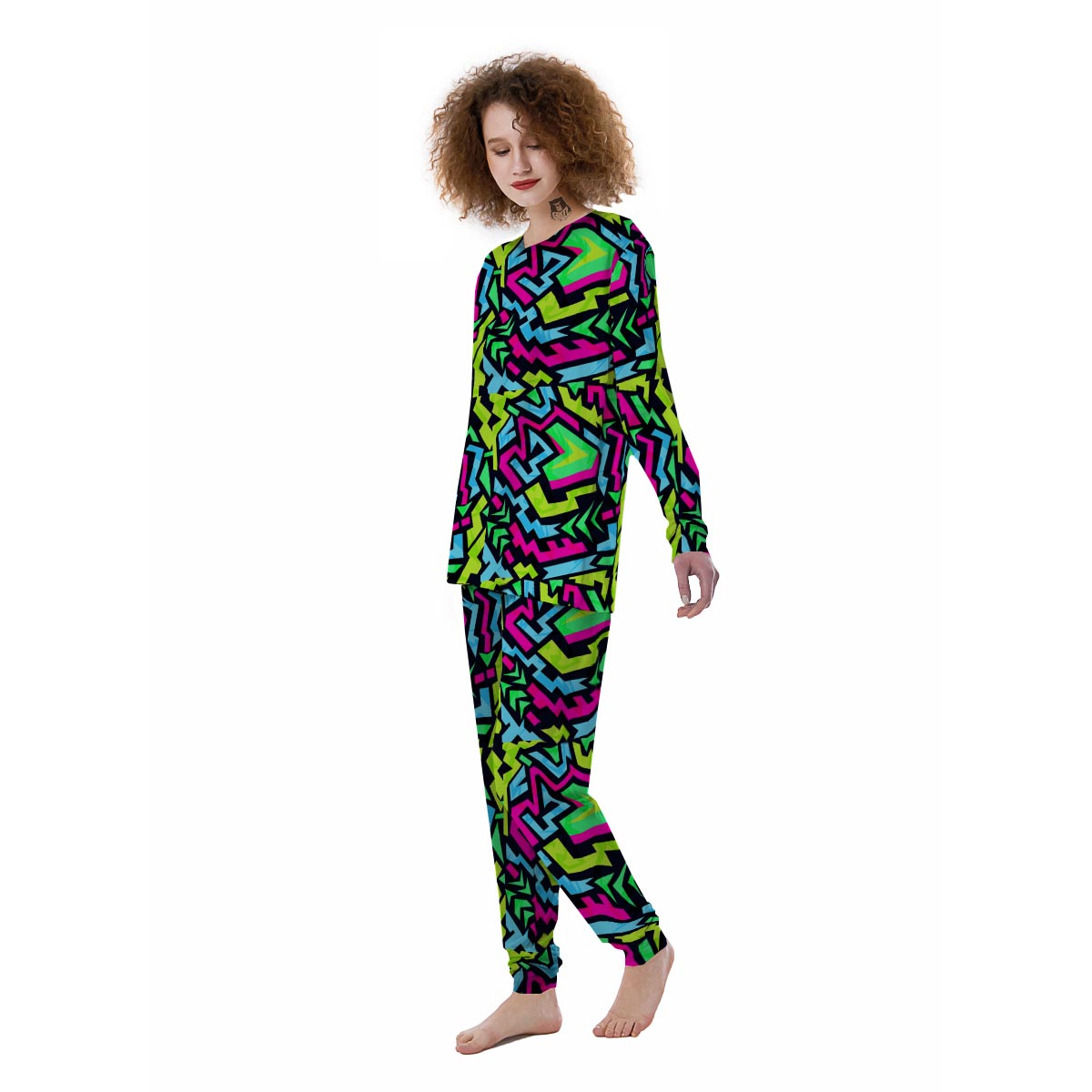 Abstract Graffiti Geometric Women's Pajamas-grizzshop