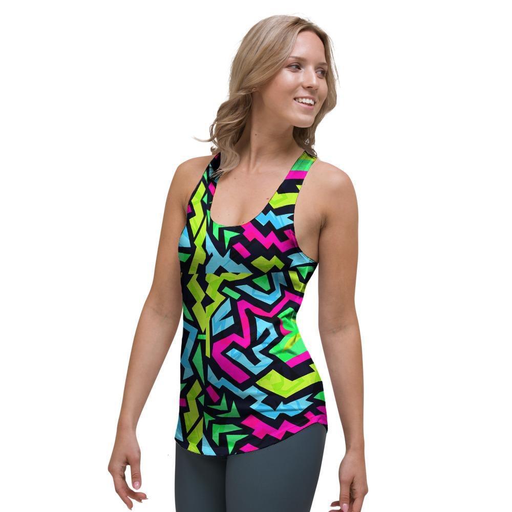 Abstract Graffiti Geometric Women's Racerback Tank Top-grizzshop