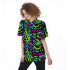 Abstract Graffiti Geometric Women's Short Sleeve Shirts-grizzshop