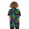 Abstract Graffiti Geometric Women's Short Sleeve Shirts-grizzshop