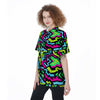 Abstract Graffiti Geometric Women's Short Sleeve Shirts-grizzshop