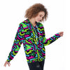 Abstract Graffiti Geometric Women's Zip Up Hoodie-grizzshop