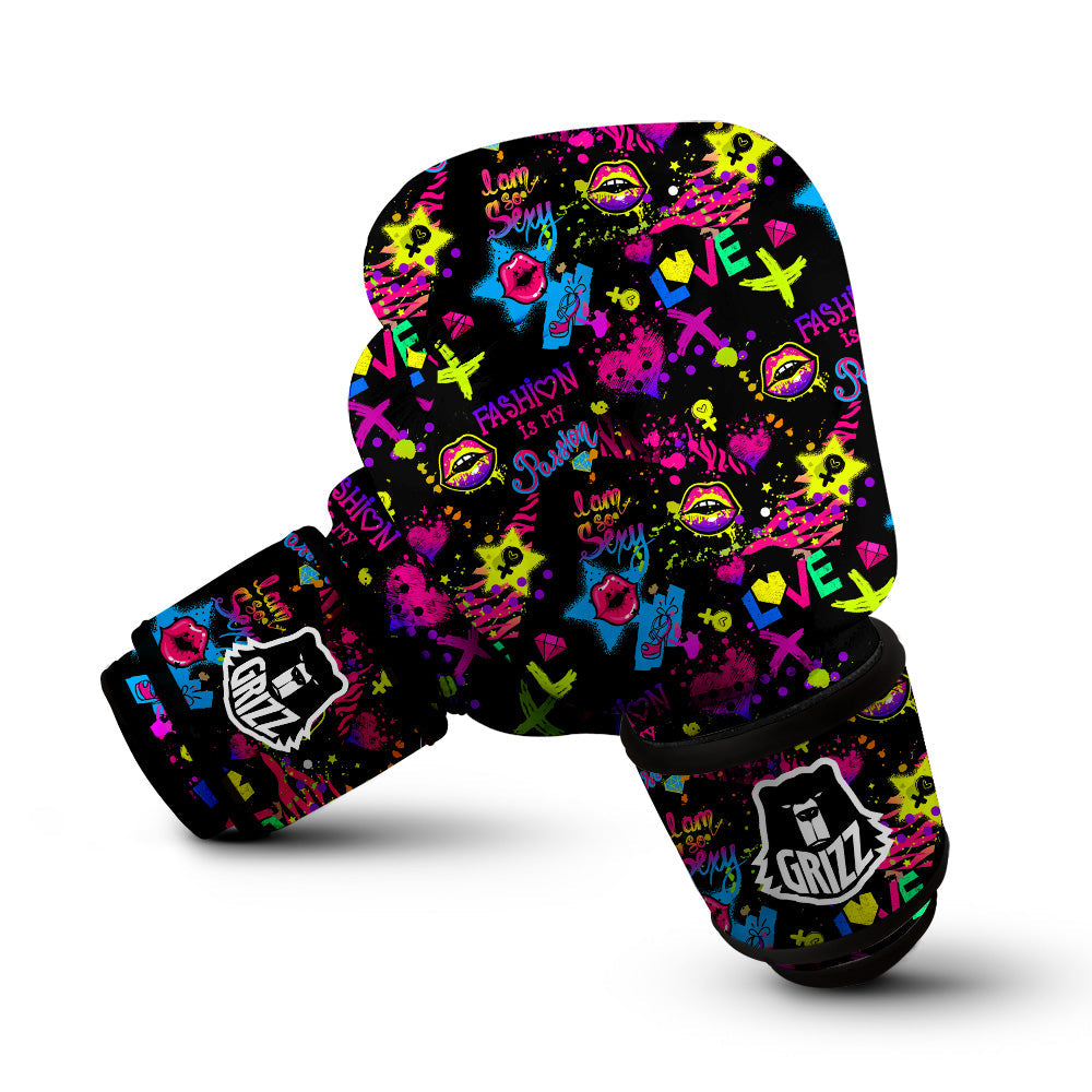 Abstract Graffiti Girlish Spray Paint Print Pattern Boxing Gloves-grizzshop