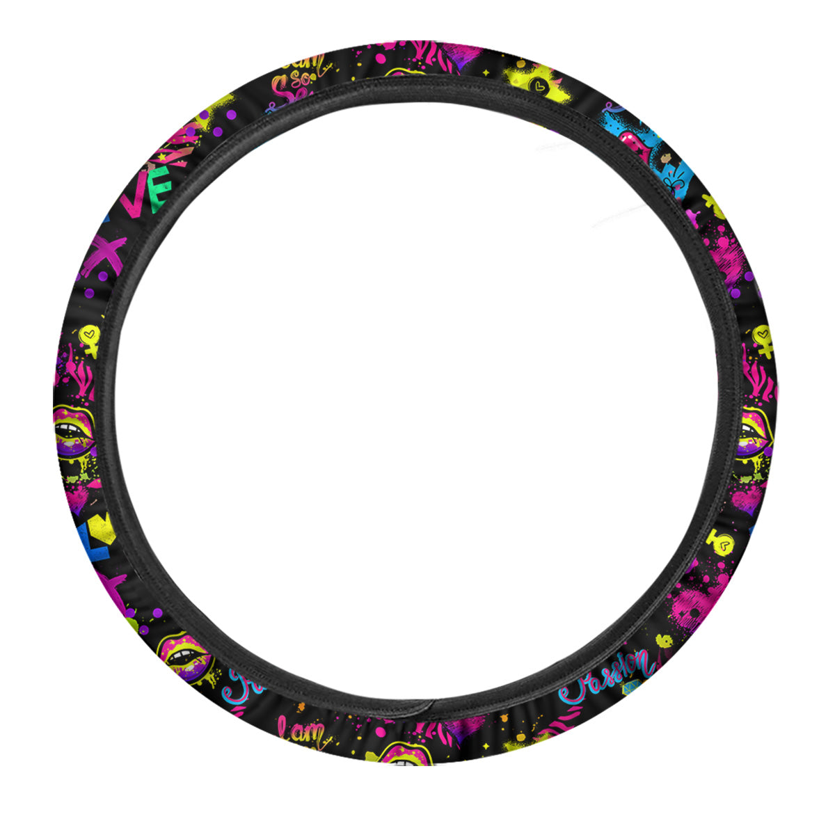 Abstract Graffiti Girlish Spray Paint Print Pattern Car Steering Wheel Cover-grizzshop