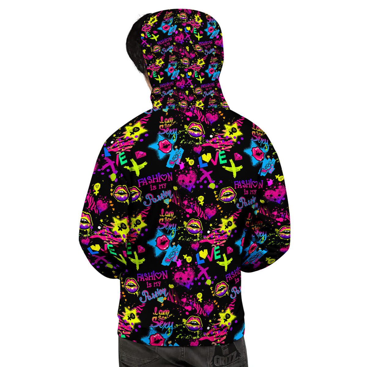 Abstract Graffiti Girlish Spray Paint Print Pattern Men's Hoodie-grizzshop