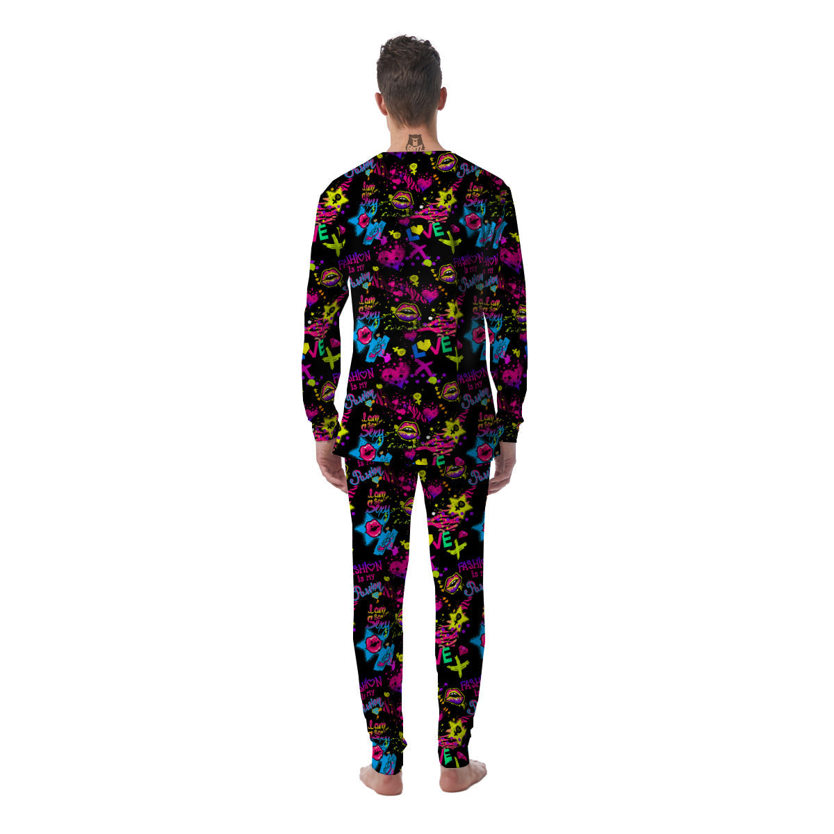 Abstract Graffiti Girlish Spray Paint Print Pattern Men's Pajamas-grizzshop