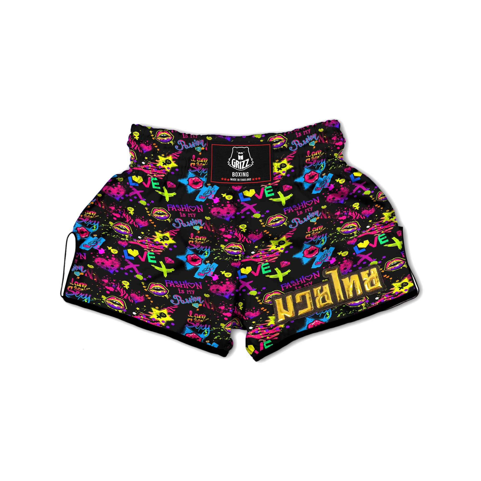 Abstract Graffiti Girlish Spray Paint Print Pattern Muay Thai Boxing Shorts-grizzshop