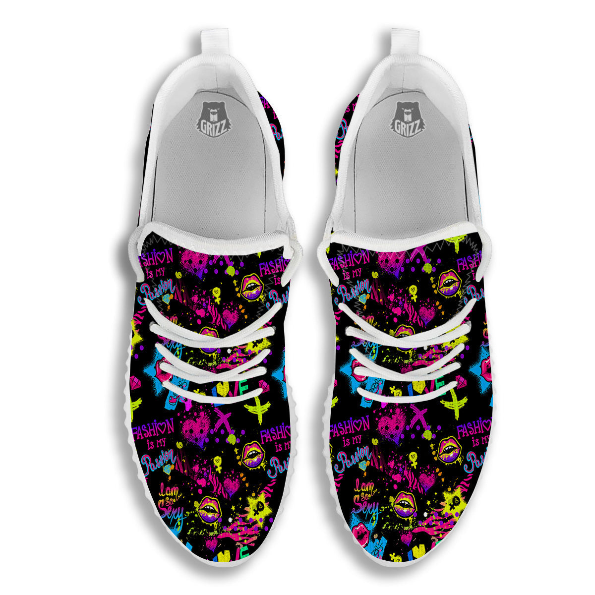 Abstract Graffiti Girlish Spray Paint Print Pattern White Walking Shoes-grizzshop