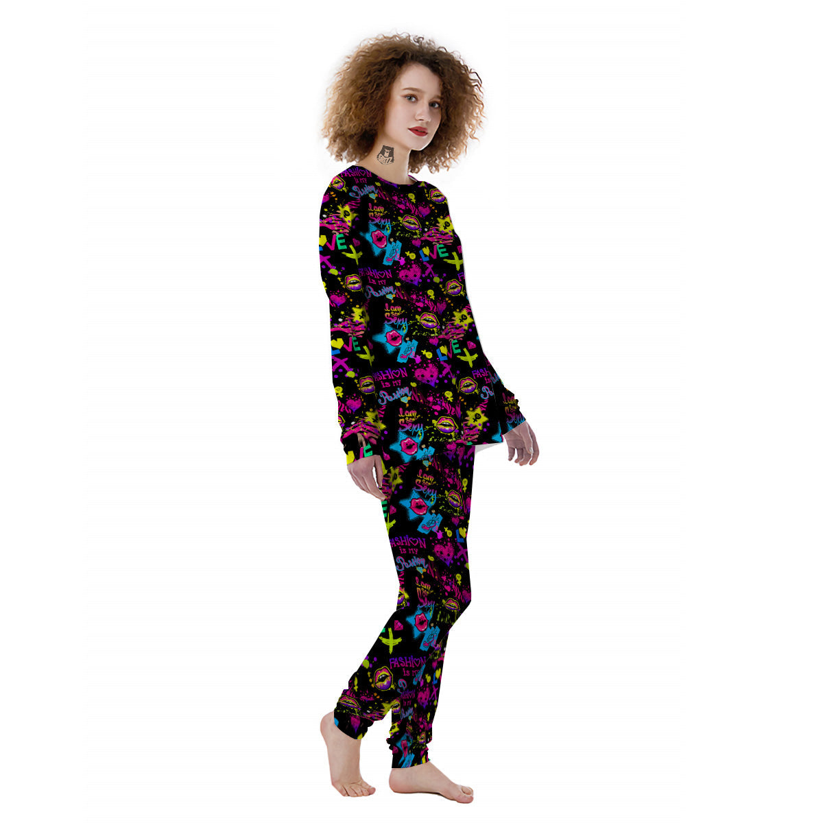 Abstract Graffiti Girlish Spray Paint Print Pattern Women's Pajamas-grizzshop