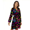 Abstract Graffiti Girlish Spray Paint Print Pattern Women's Robe-grizzshop