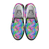 Abstract Graffiti Hand Drawing Neon Retro Print Pattern Black Slip On Shoes-grizzshop