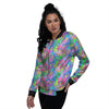 Abstract Graffiti Hand Drawing Neon Retro Print Pattern Women's Bomber Jacket-grizzshop