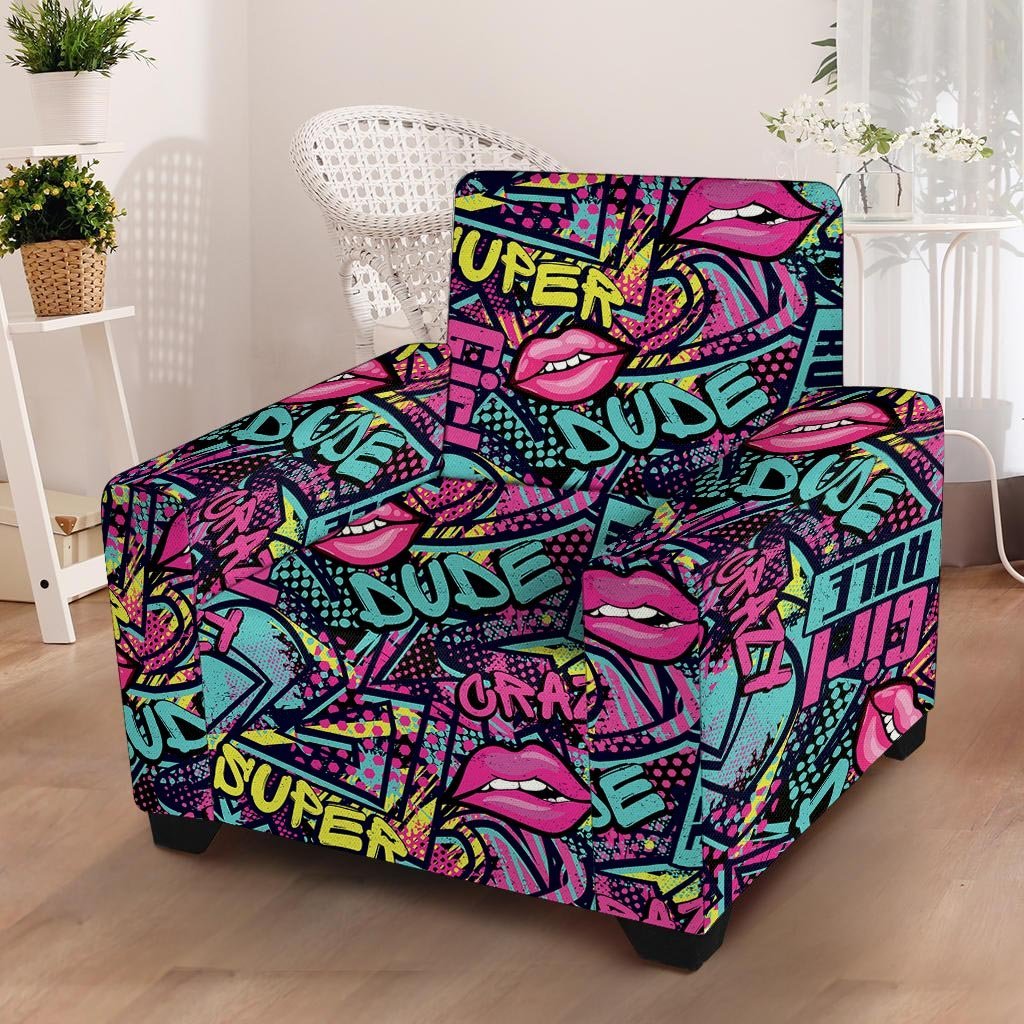 Abstract Graffiti Hiphop Lip Armchair Cover-grizzshop