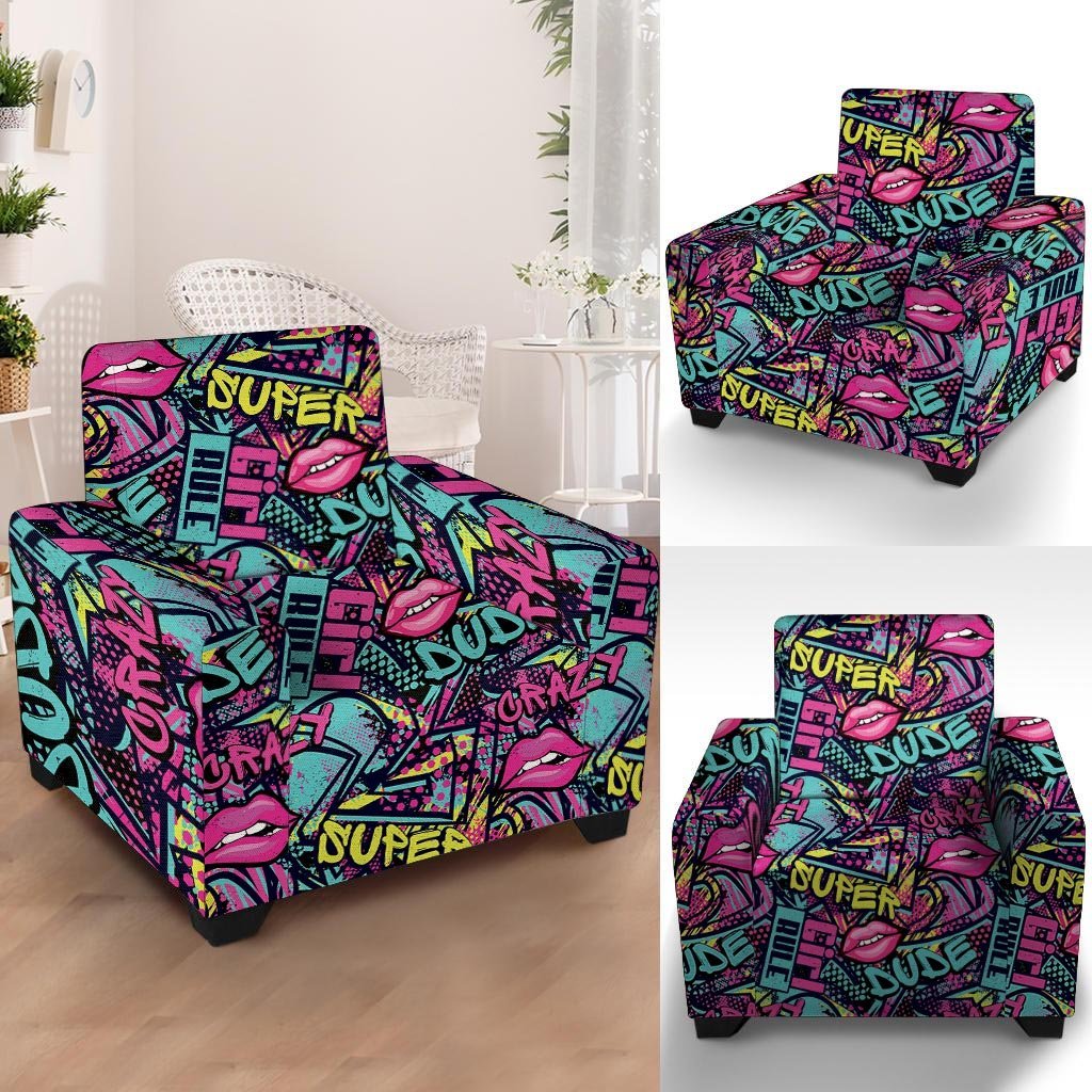 Abstract Graffiti Hiphop Lip Armchair Cover-grizzshop