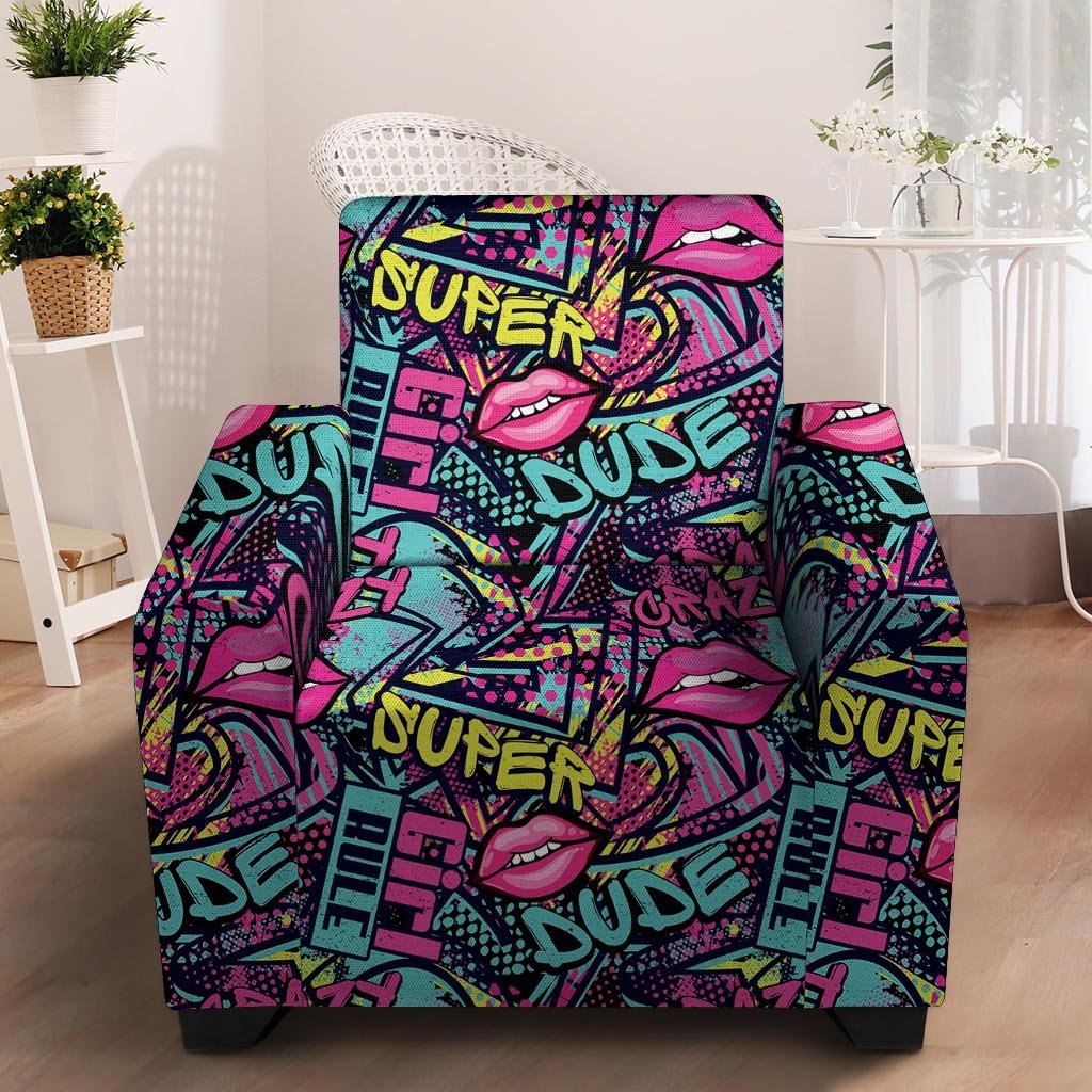 Abstract Graffiti Hiphop Lip Armchair Cover-grizzshop