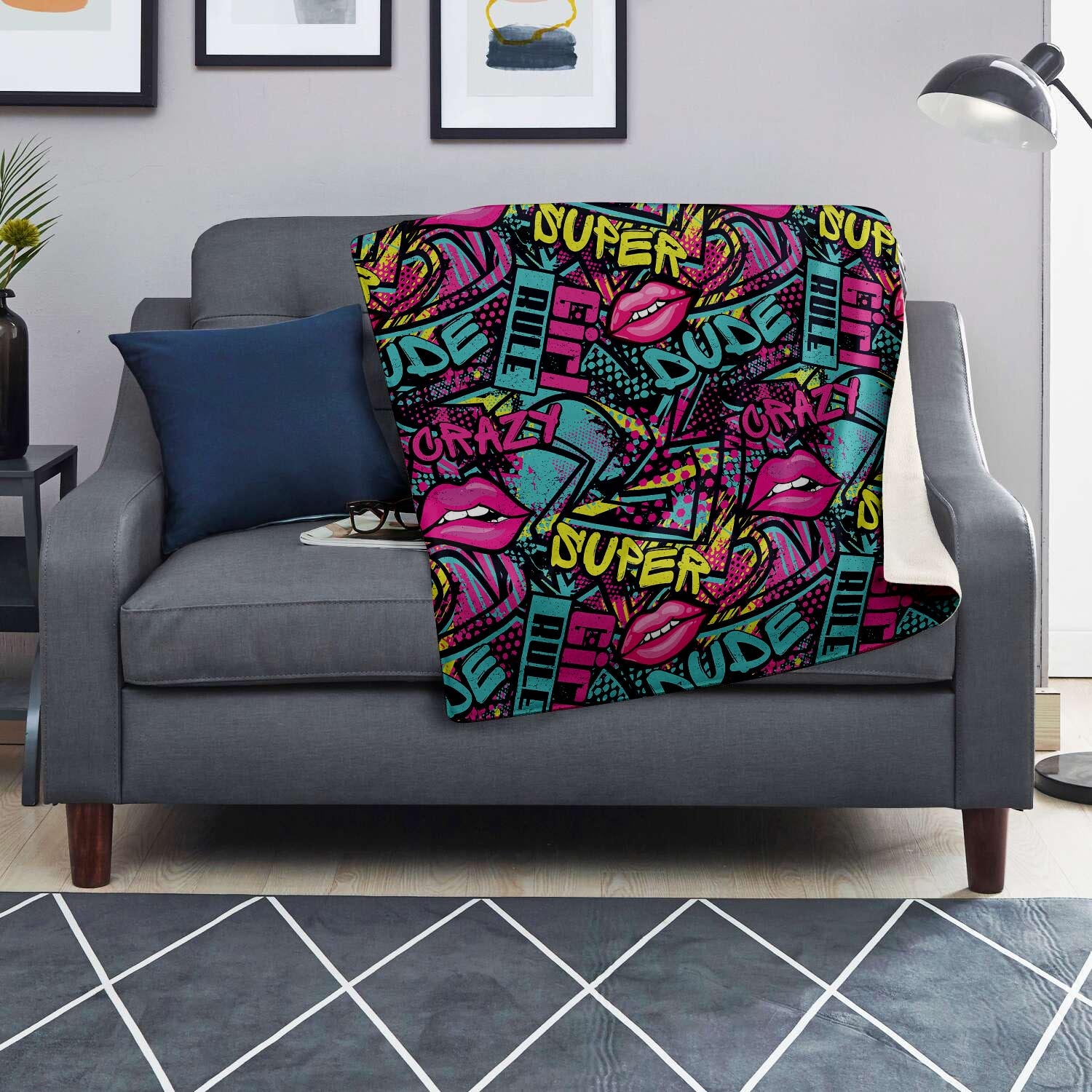 Abstract Graffiti Hiphop Lip Blanket-grizzshop