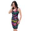 Abstract Graffiti Hiphop Lip Bodycon Dress-grizzshop