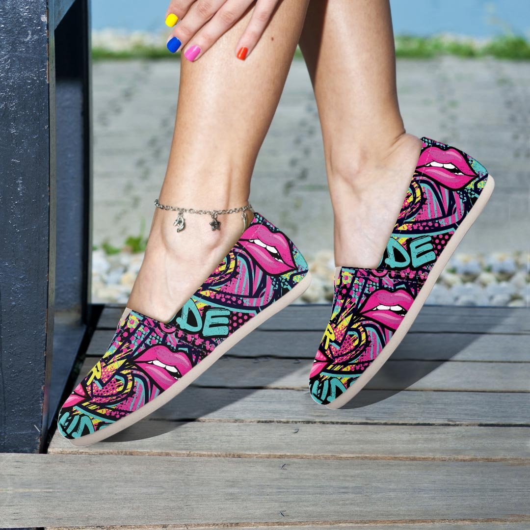 Abstract Graffiti Hiphop Lip Canvas Shoes-grizzshop