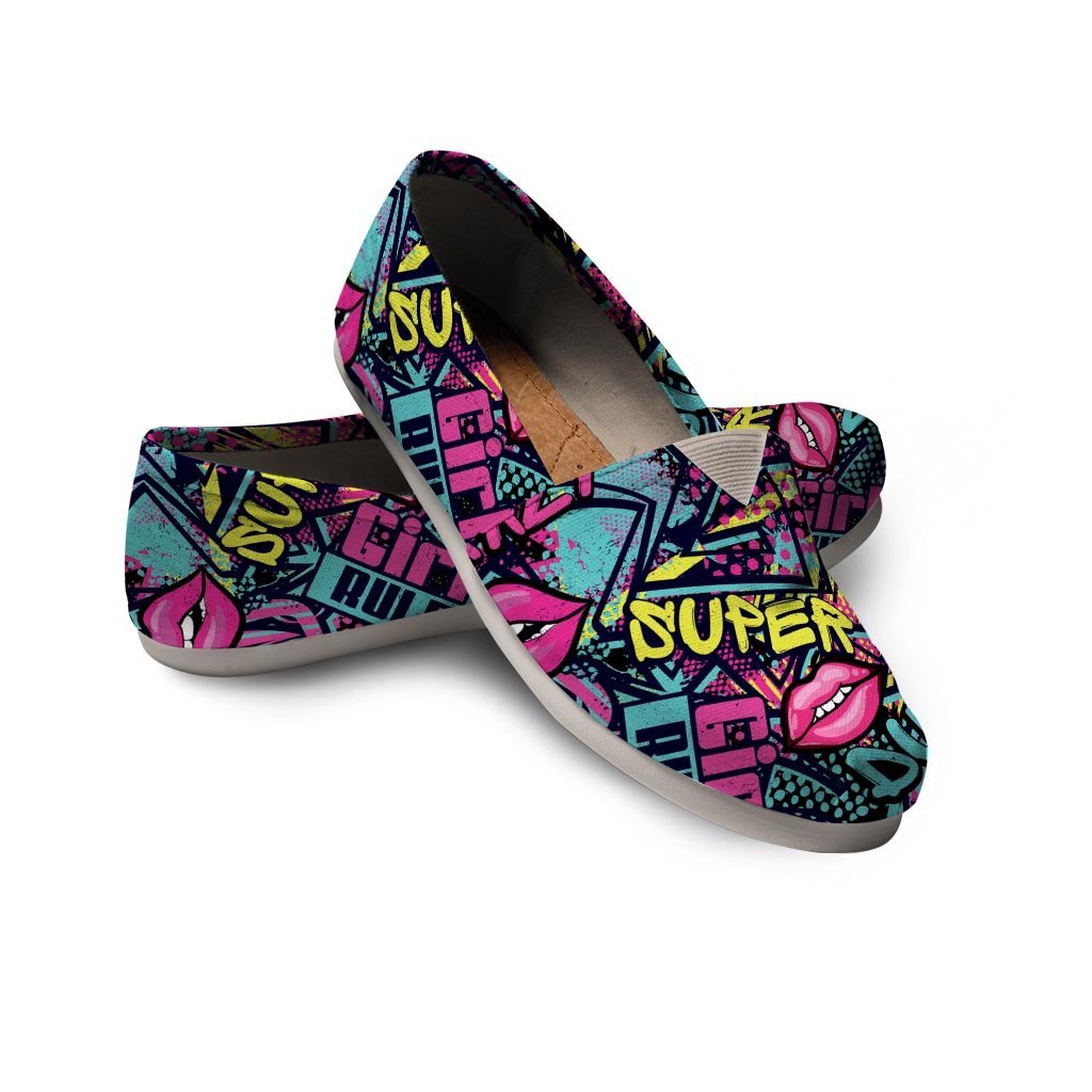 Abstract Graffiti Hiphop Lip Canvas Shoes-grizzshop