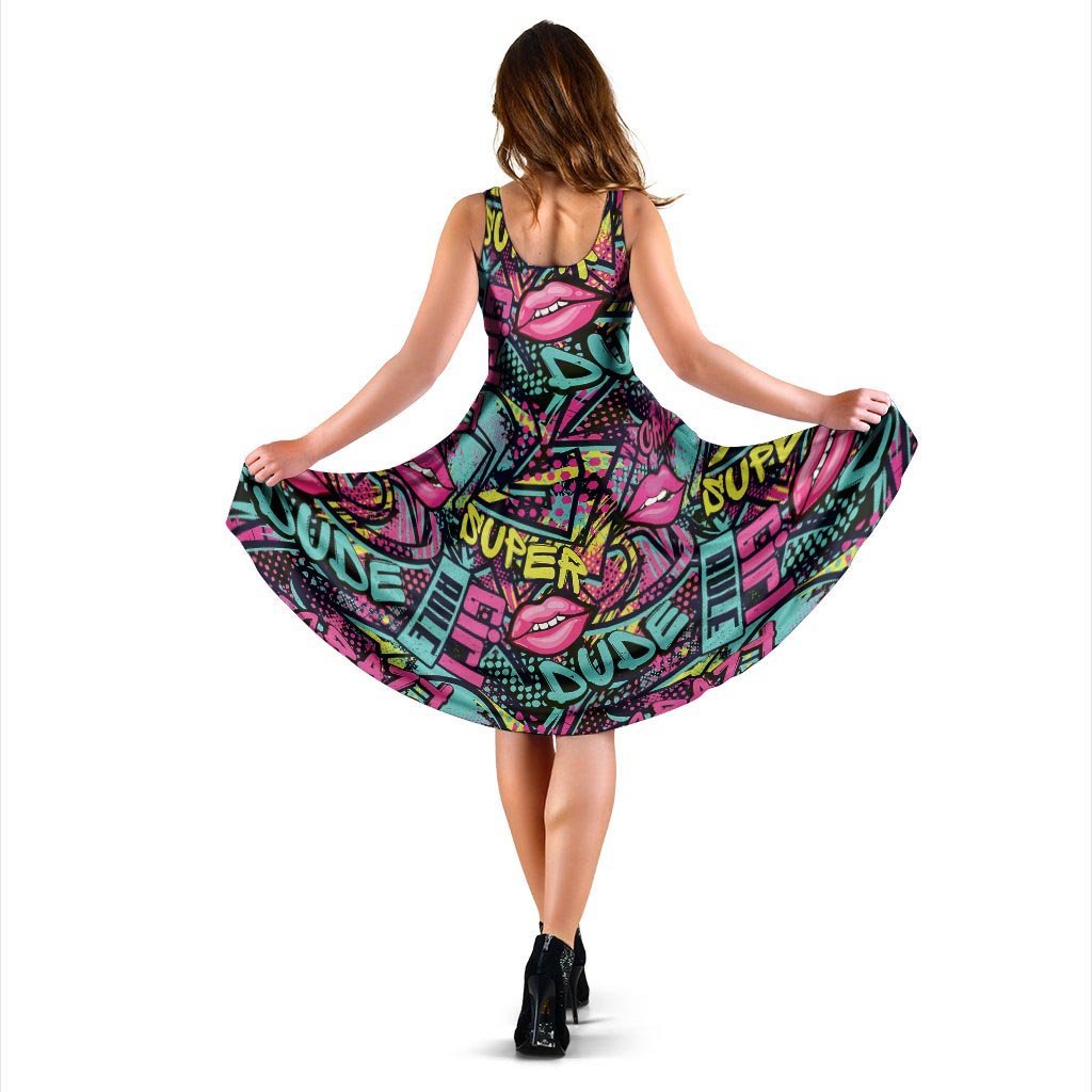 Abstract Graffiti Hiphop Lip Dress-grizzshop