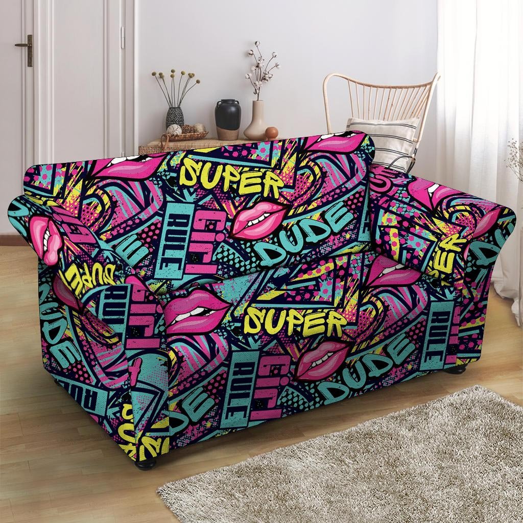 Abstract Graffiti Hiphop Lip Loveseat Cover-grizzshop