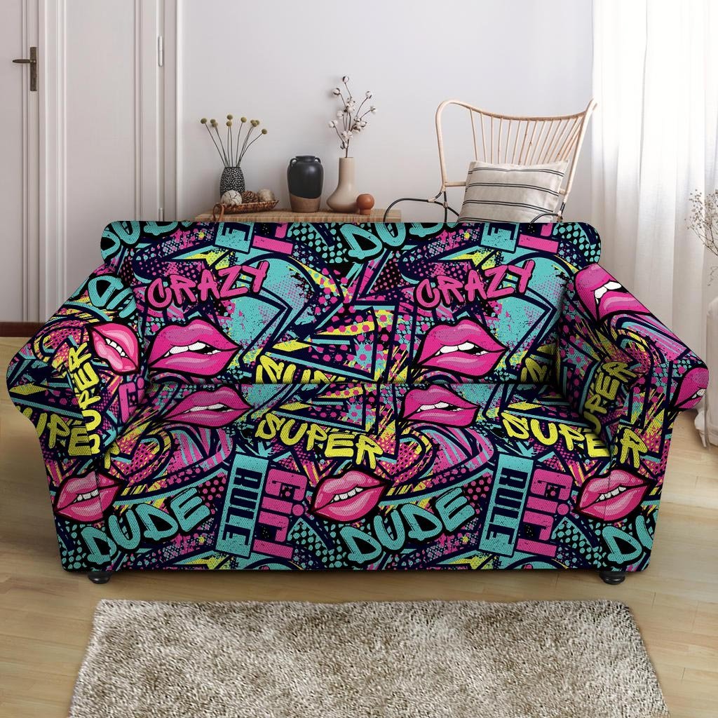 Abstract Graffiti Hiphop Lip Loveseat Cover-grizzshop