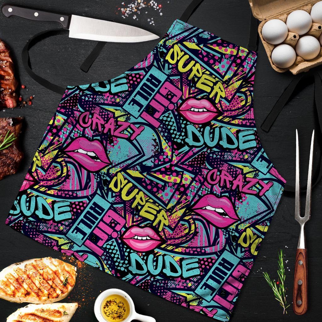 Abstract Graffiti Hiphop Lip Men's Apron-grizzshop