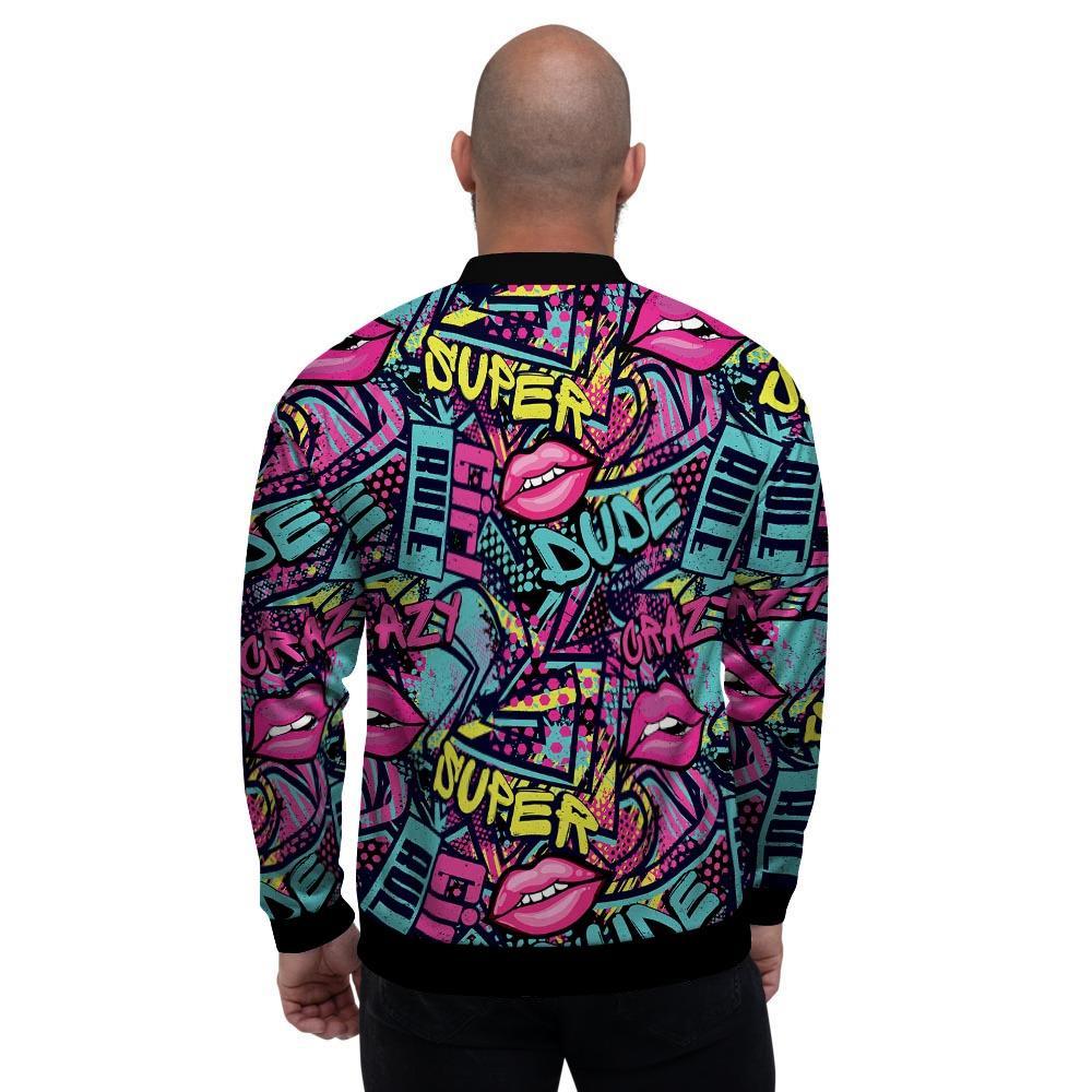 Abstract Graffiti Hiphop Lip Men's Bomber Jacket-grizzshop