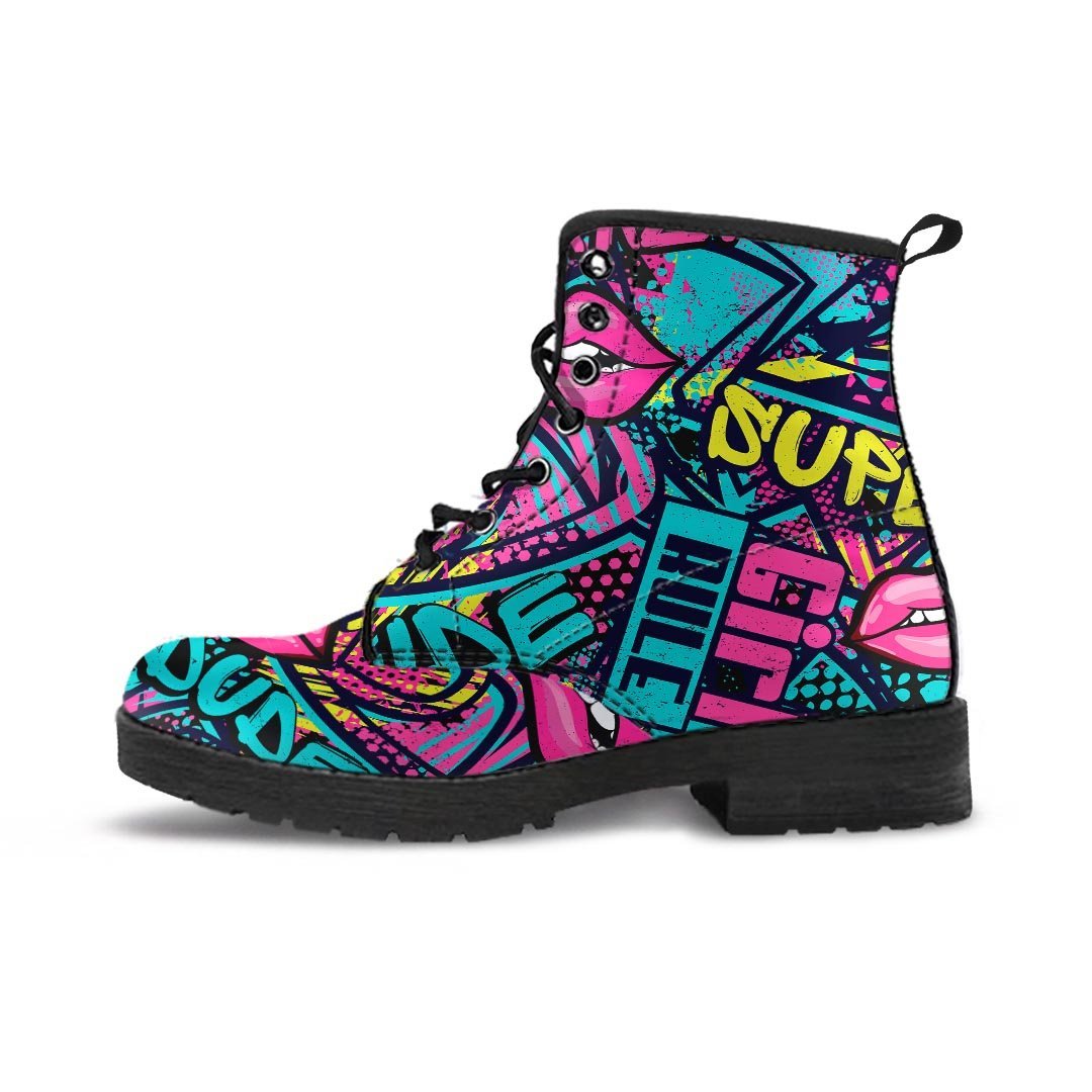 Abstract Graffiti Hiphop Lip Men's Boots-grizzshop