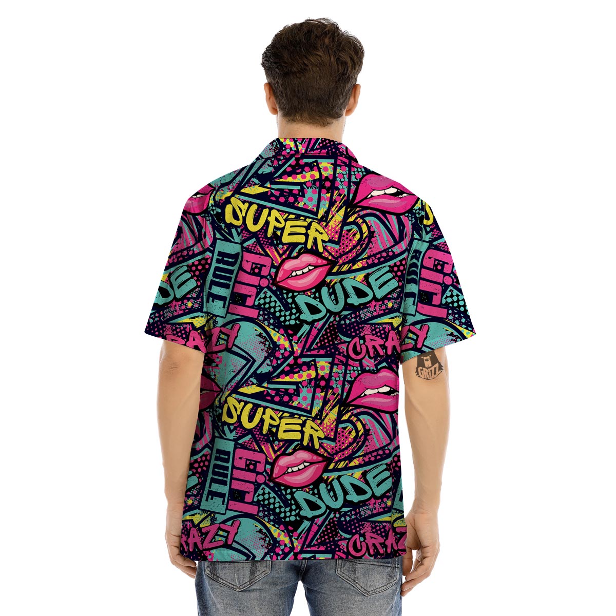 Abstract Graffiti Hiphop Lip Men’s Hawaiian Shirt-grizzshop