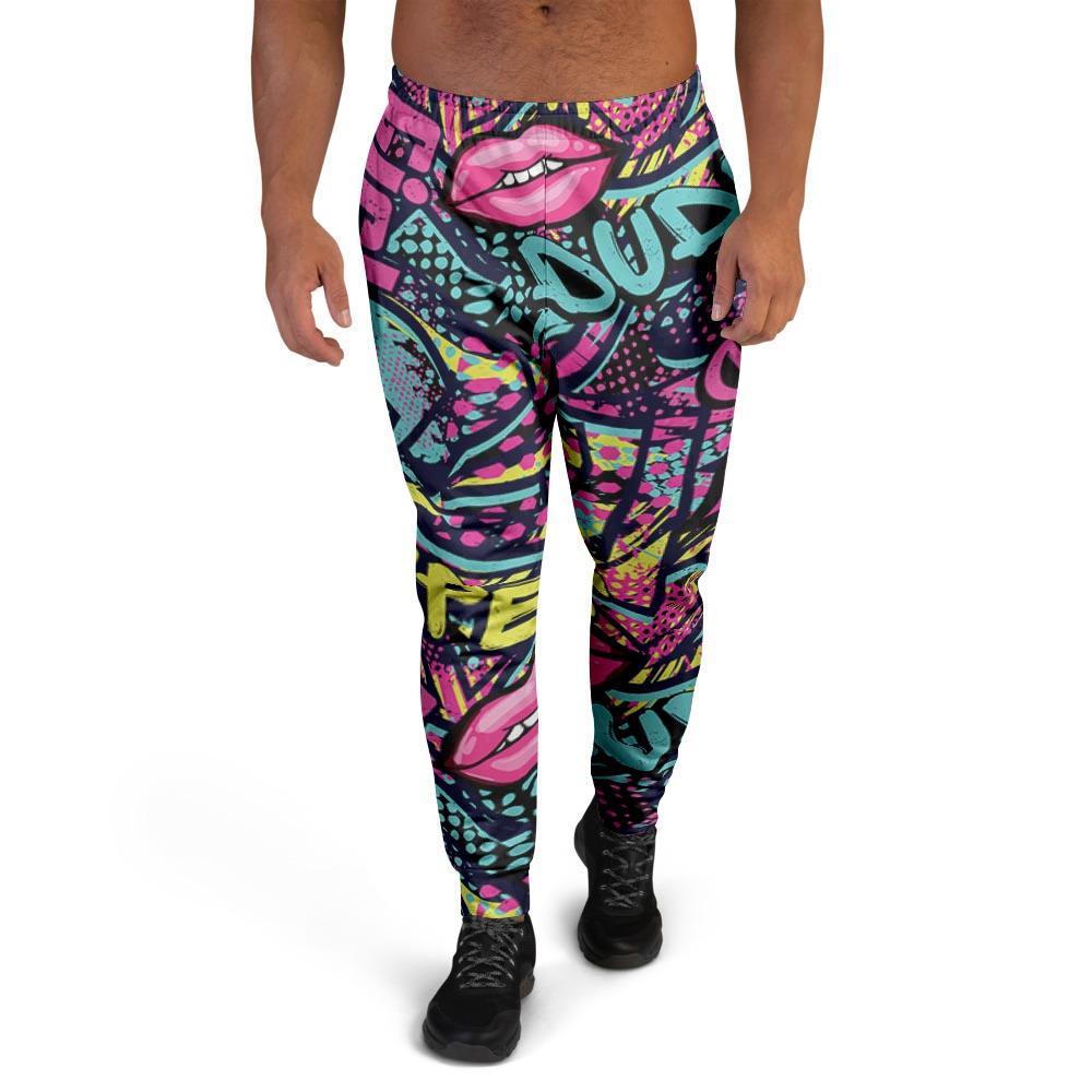 Abstract Graffiti Hiphop Lip Men's Joggers-grizzshop