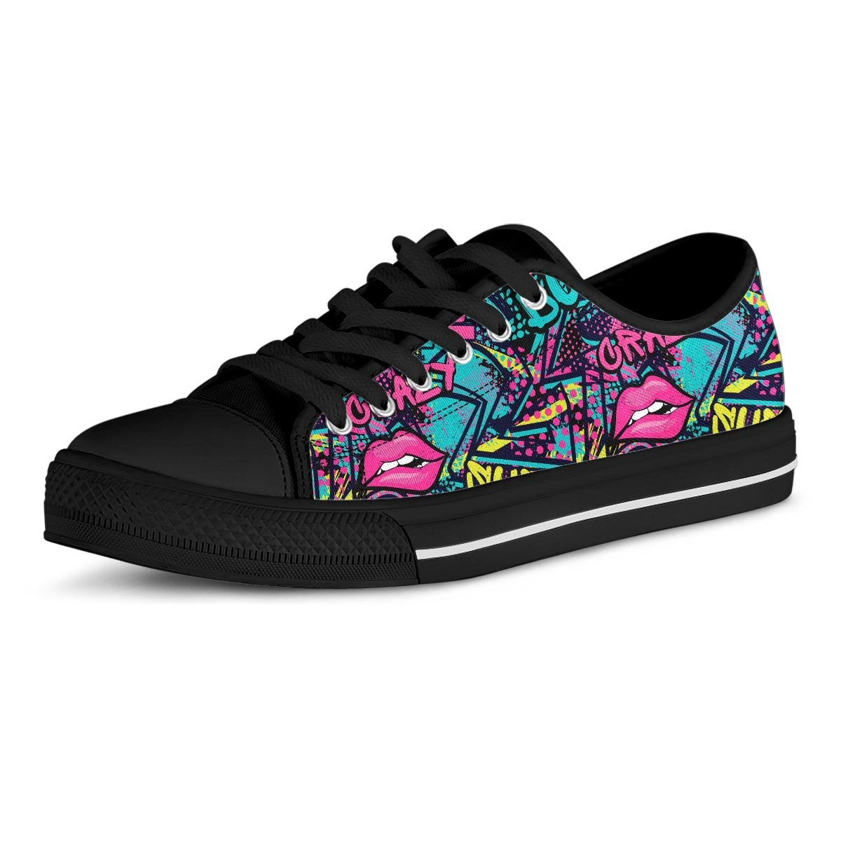 Abstract Graffiti Hiphop Lip Men's Low Top Shoes-grizzshop